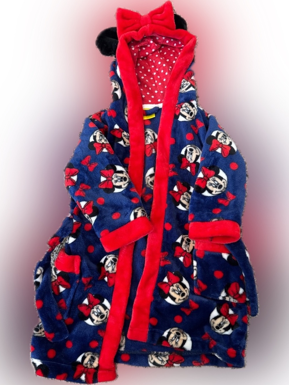Disney Minnie Mouse Plush Hooded Robe with Ears Size 3T